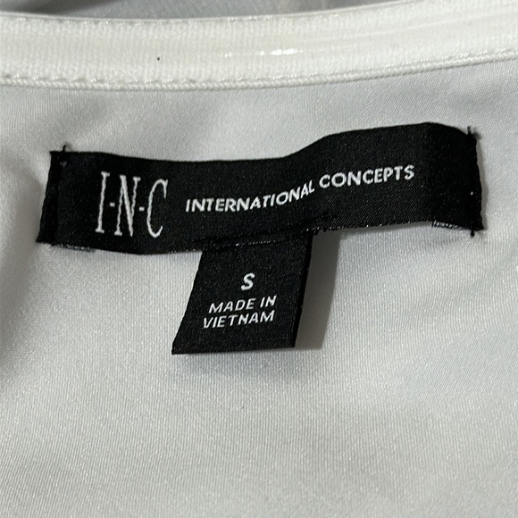 INC One Shoulder Short Puff Sleeve Blouse - Tuntex Silver - size Small - Picture 5 of 9